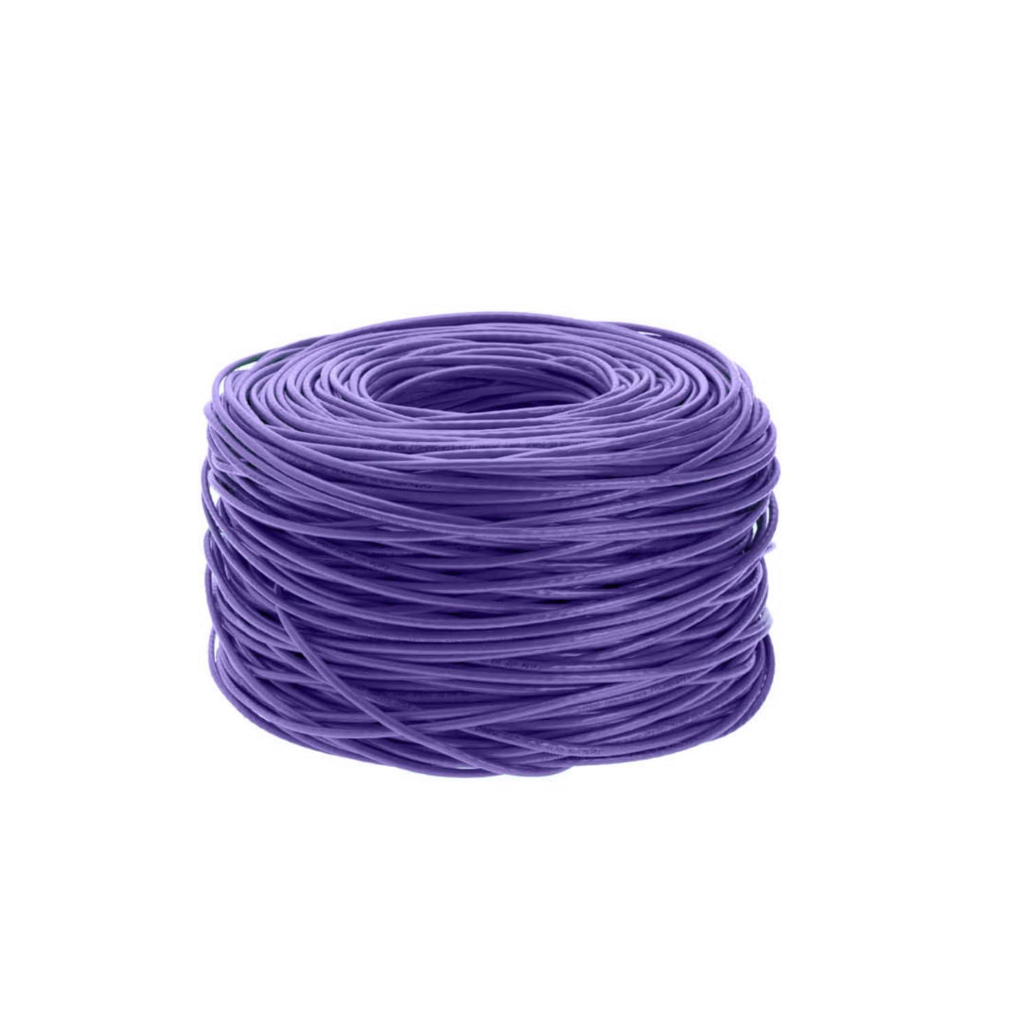 SATMAXIMUM CAT6 Cable 1000ft Solid Conductor 23AWG 4 Pair 550MHz Unshielded Twisted Pair (UTP), Bulk Ethernet LAN CCA Wire, Pull Box (Purple)