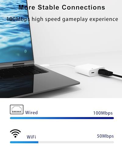 RICHUPON Lightning to Ethernet Adapter with Charging[Apple MFi Certified] RJ45 to Lightning Ethernet LAN Network Adapter, Compatible with iPhone 14 13 12 11/iPadSupports 100Mbps High Speed Ethernet Network