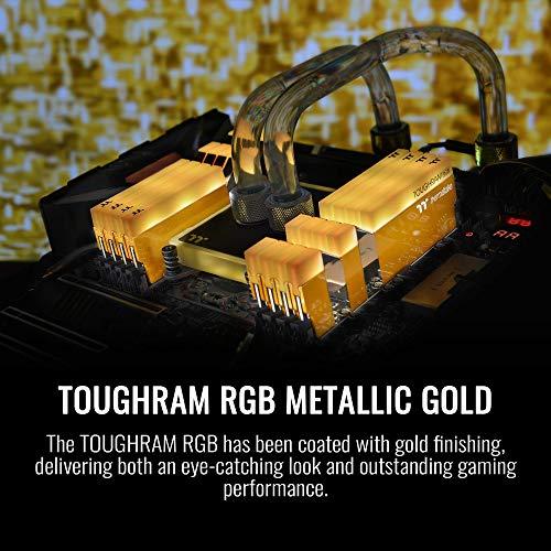 Thermaltake Thermaltake TOUGHRAM RGB DDR4 3600MHz 16GB (8GB x 2) 16.8 Million Color RGB Alexa/Razer Chroma/5V Motherboard Syncable RGB Memory- Metallic Gold (RG26D408GX2-3600C18A)