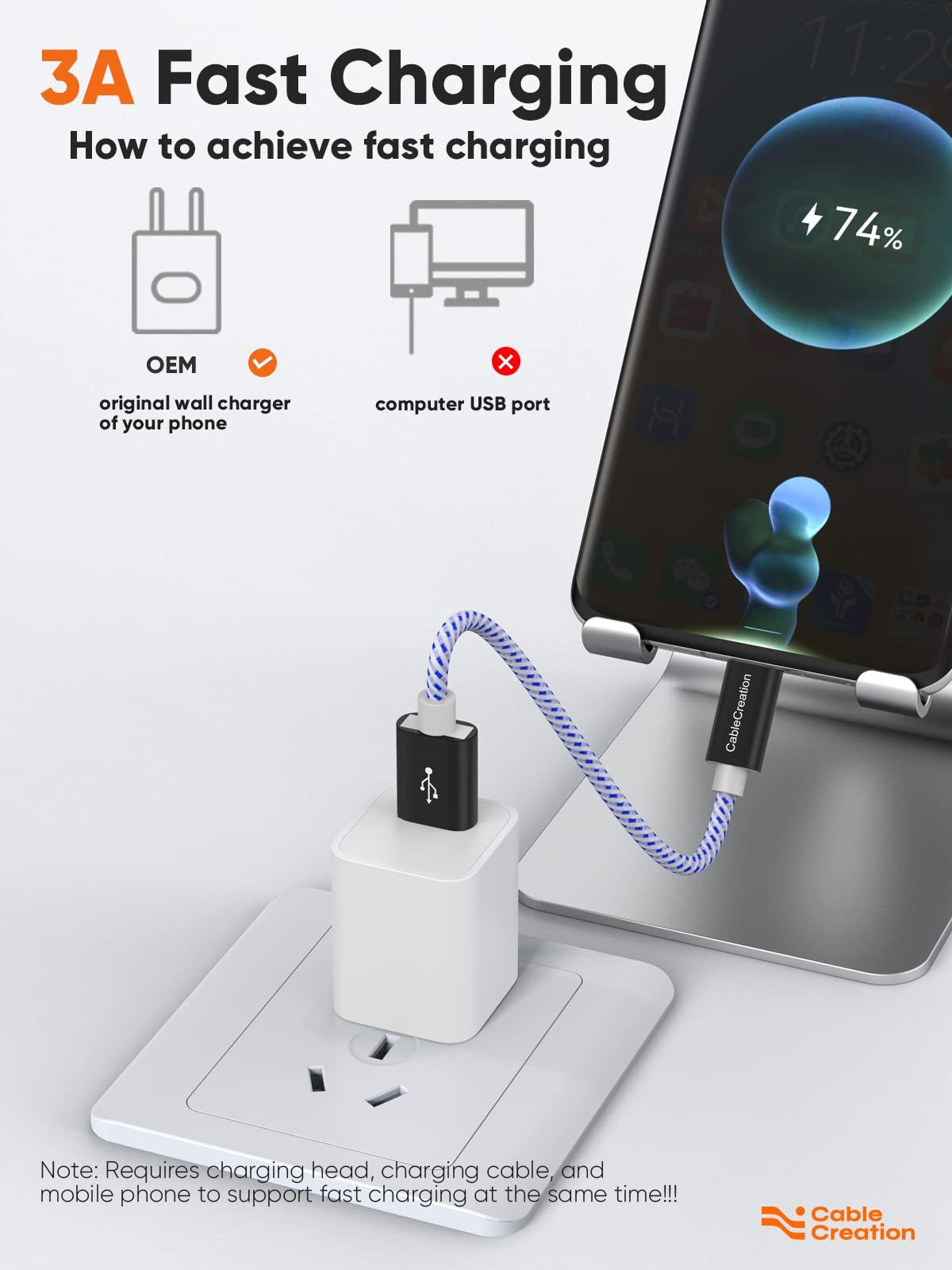 CableCreation CableCreation USB C to USB Cable Short 0.8FT, Durable USB A to C Fast Charging USB to Type C for Power Bank Galaxy S22,iPad Pro,iPhone 15/16,Android Auto/Cellphone,CarPlay
