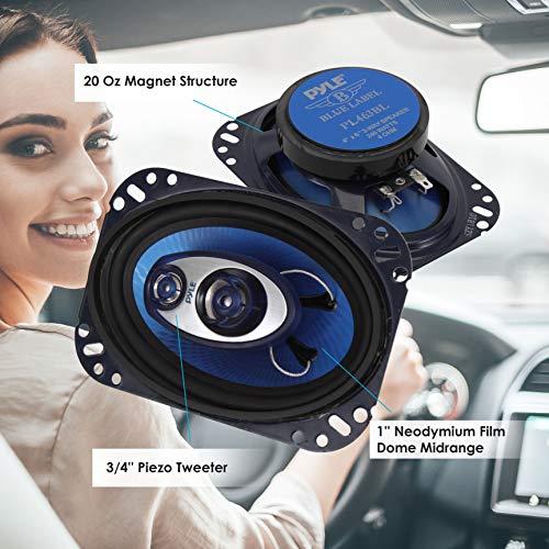 Pyle Pyle 4'' x 6'' Three Way Sound Speaker System - Pro Mid Range Triaxial Loud Audio 240 Watt per Pair w/ 4 Ohm Impedance and 3/4'' Piezo Tweeter for Car Component Stereo PL463BL