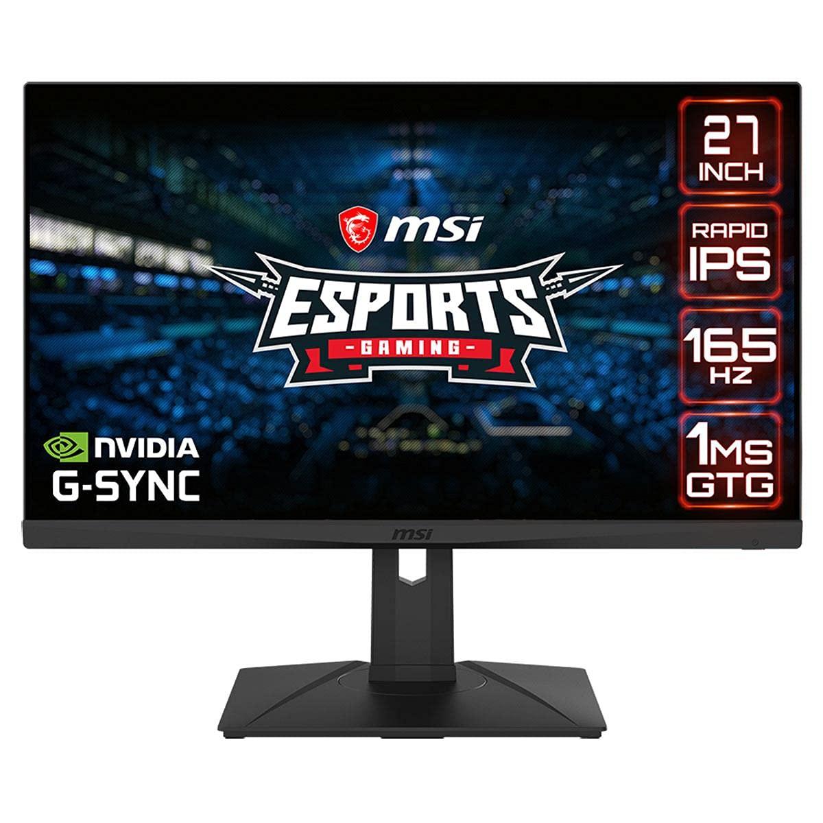 MSI MSI G273QPF, 27" Gaming Monitor, 2560 x 1440 (QHD), Rapid IPS, 1ms, 165Hz, G-Sync Compatible, HDMI, Displayport, Tilt, Swivel, Height Adjustable, Pivot