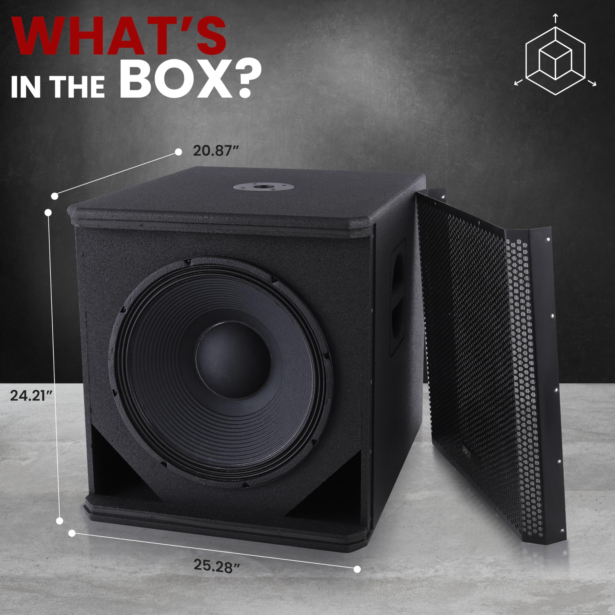 Pyle Pyle 3000 Watts Box Subwoofer Speaker - Active Powered 18 inch Woofer, Loud Bass, with DSP Digital Signal Processor for Home Theater System, Pro DJ Sound, Pole Mount Socket and Carrying Handles