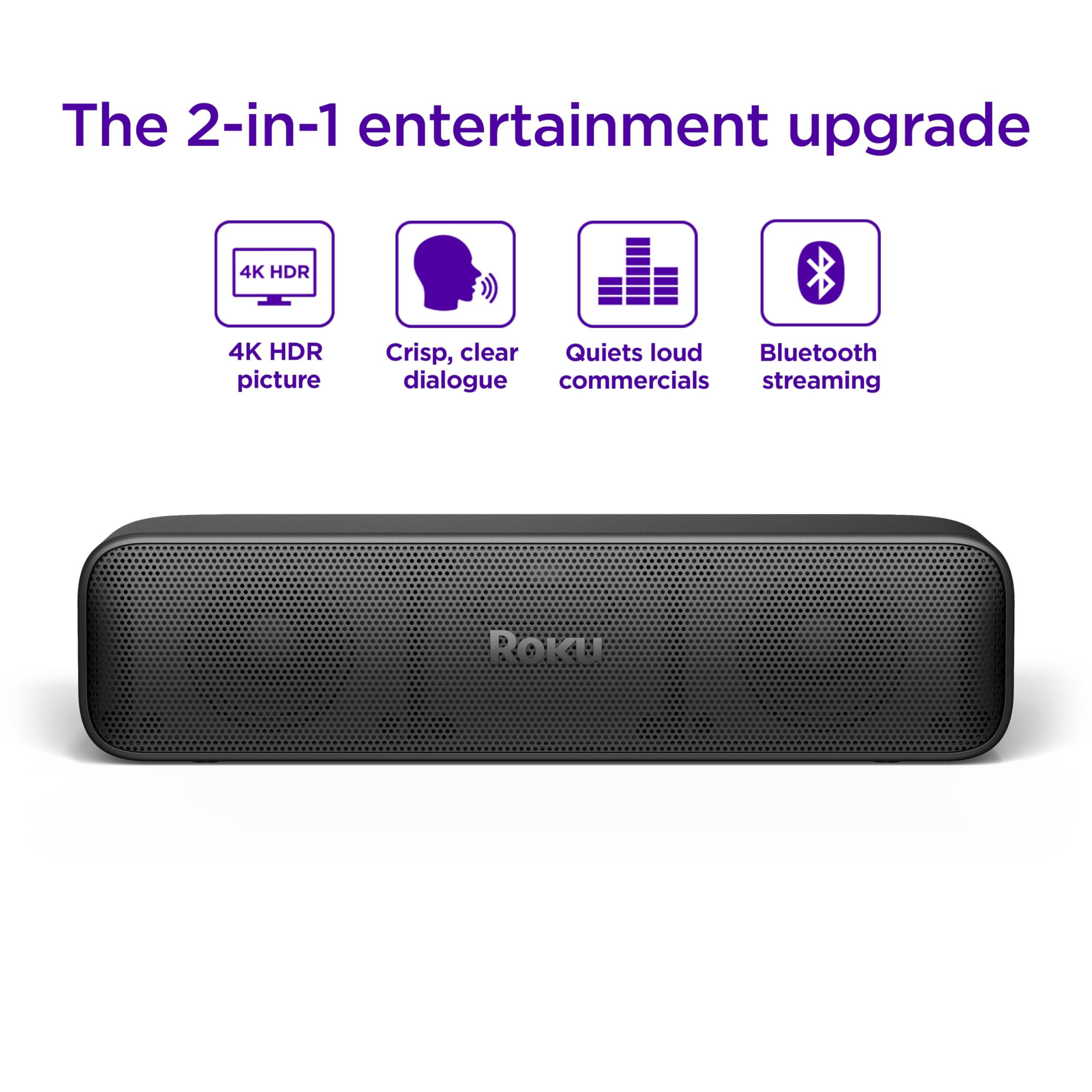 Roku Roku Streambar SE | 2-in-1 TV Soundbar with Built-in 4K/HD/HDR Streaming, Premium Speakers, & Enhanced Speech Clarity for Crisp, Clear Dialogue - Quick Guided Simple Setup