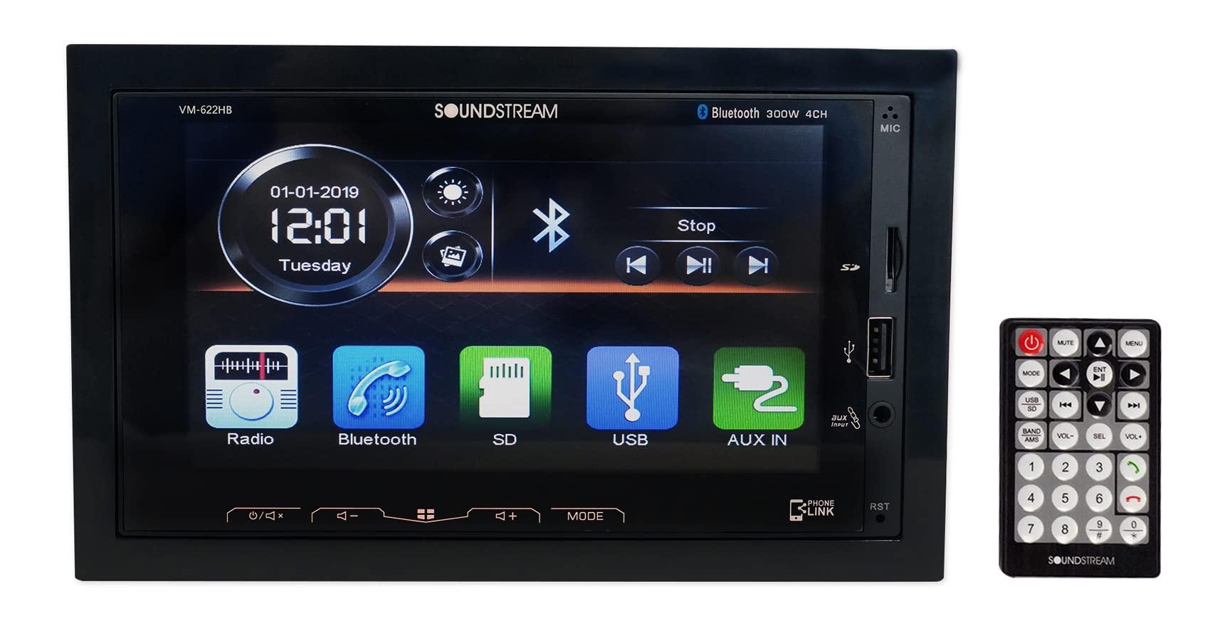 Audiosavings Audiosavings Bundle: (1) Soundstream VM-622HB 6.2 Car Monitor Bluetooth Receiver w/Android PhoneLink/USB Bundle with (1) Rockville RBC5B Car License Plate Camera+Night Vision+Distance Lines (2 Items)