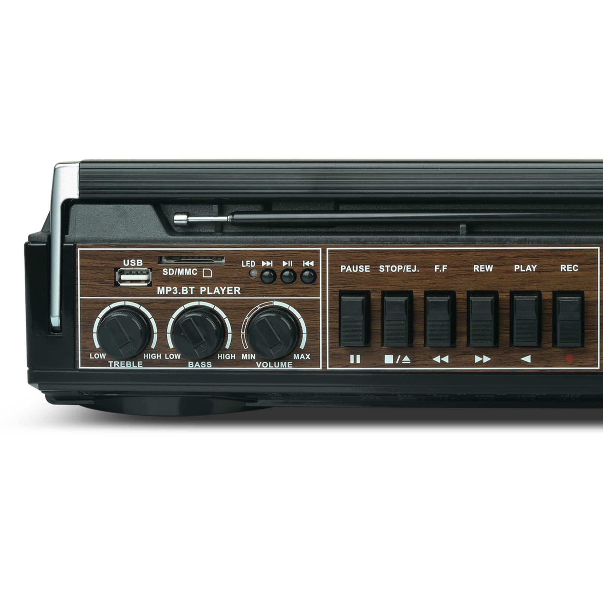 Audiobox AudioBox RXC-25BT Retrobox 2 Way Speaker System Boombox w/Bluetooth Connectivity, AM/FM/SW, USB and SD Card Connection, & Cassette Player, Black