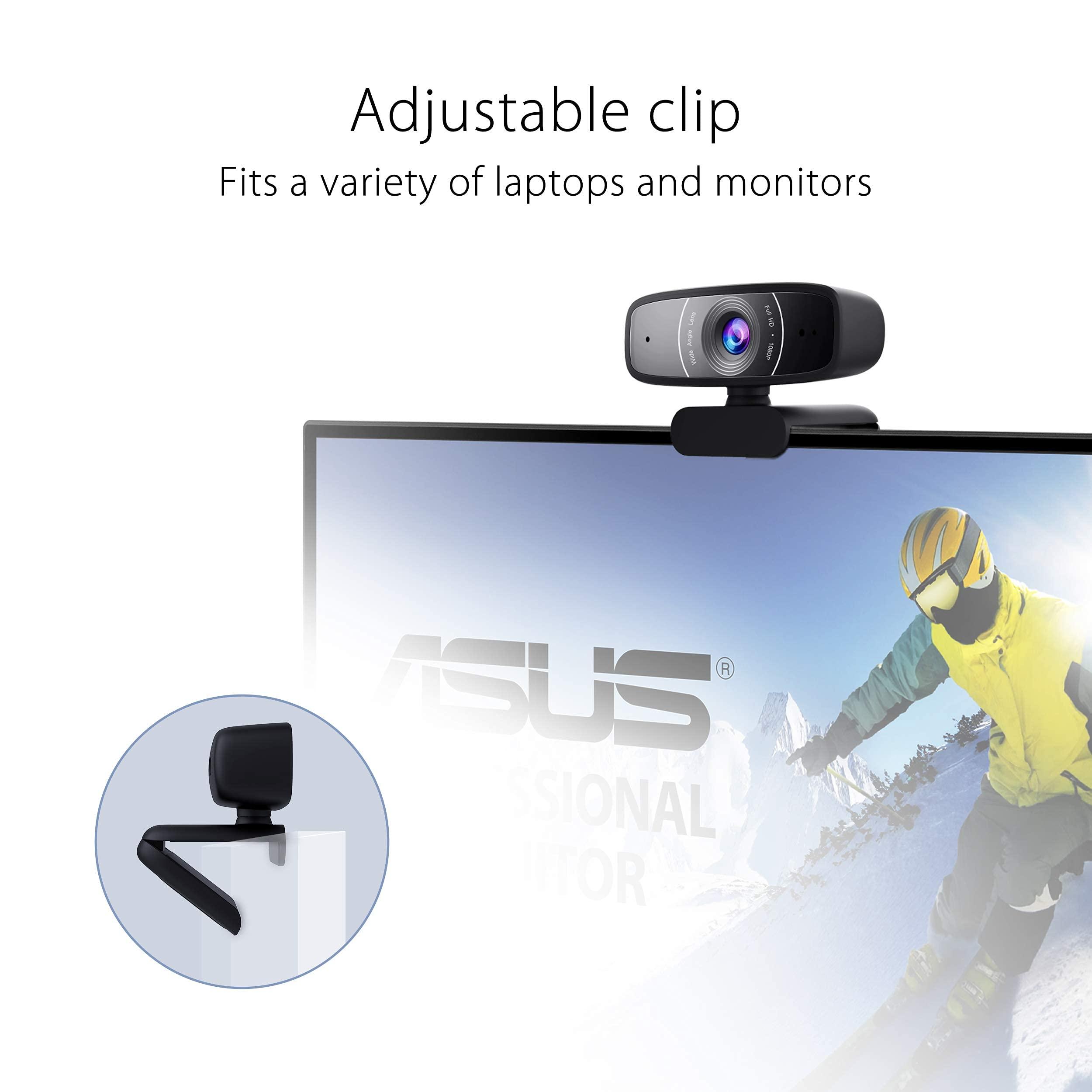 ASUS ASUS Webcam C3 1080p HD USB Camera - Beamforming Microphone, Tilt-Adjustable, 360 Degree Rotation, Wide Field of View, Compatible with Skype, Microsoft Teams and Zoom (Renewed)