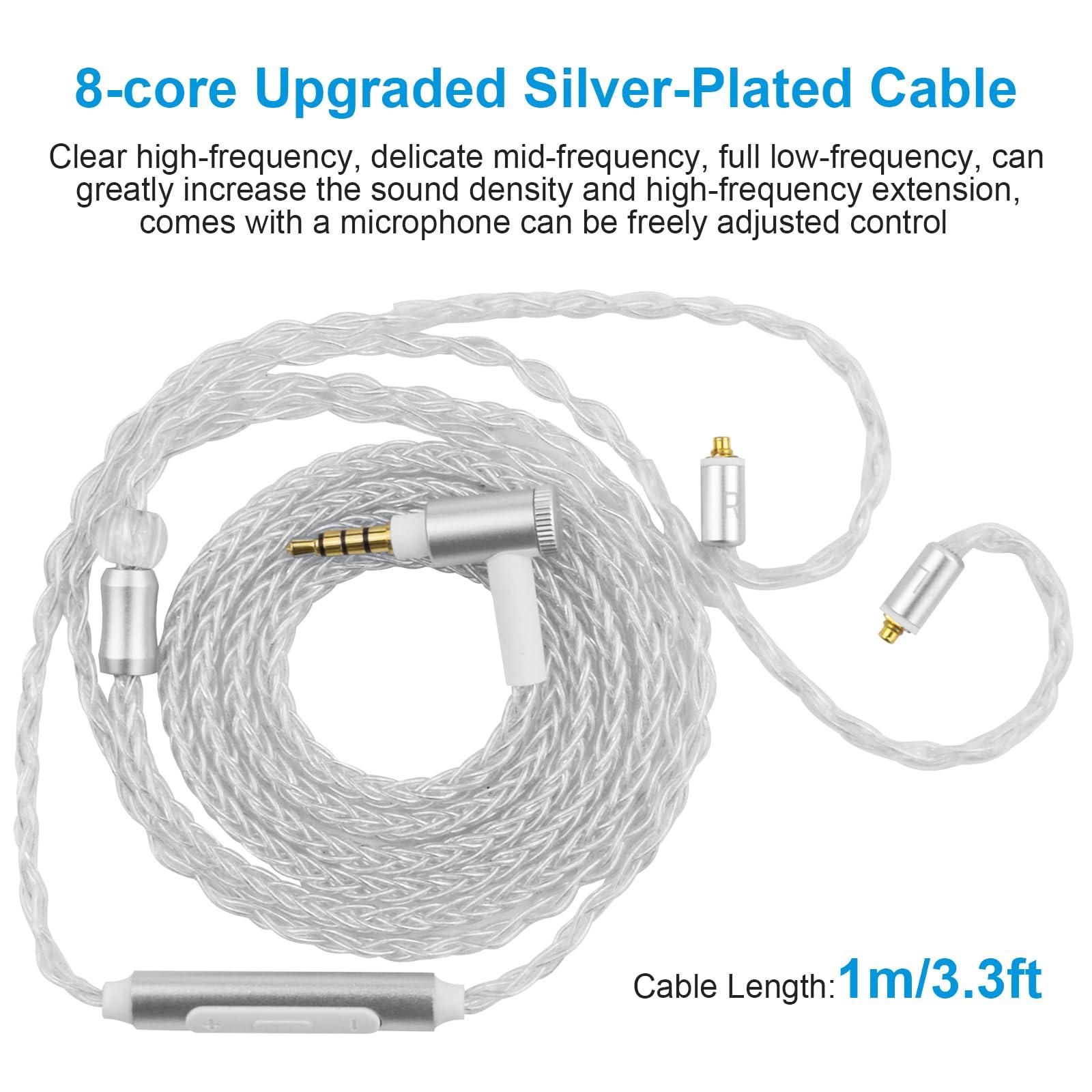 Zosvoses SE215 Cable with Mic Compatible with Shure SE215 SE315 SE425 SE535 SE846 UE900 Earphone, MMCX Cable 3.5mm, 4ft