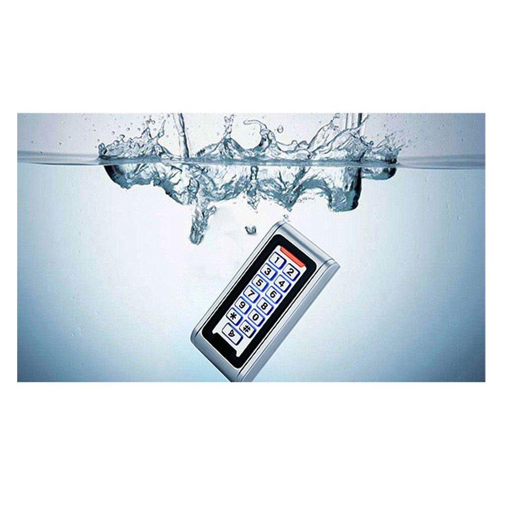 MENGQI-CONTROL MENGQI-CONTROL Waterproof Metal RFID PIN Code Door Security Access Control System ANSI Standard North American Heavy Duty Electric Strike Lock,110V-240V Power Supply Unit,Exit Button,Cards/Key Fobs