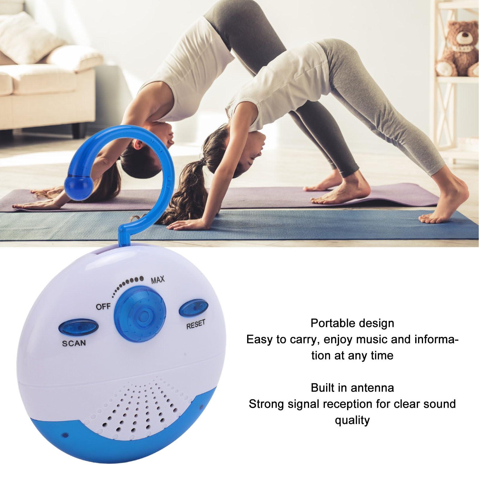 Dpofirs Shower Radio, Mini Portable FM Shower Radio, Built in Speaker for Bathroom Kitchen, Kayaking, Boating, Hiking, Shower Speaker FM Radio with HD Sound