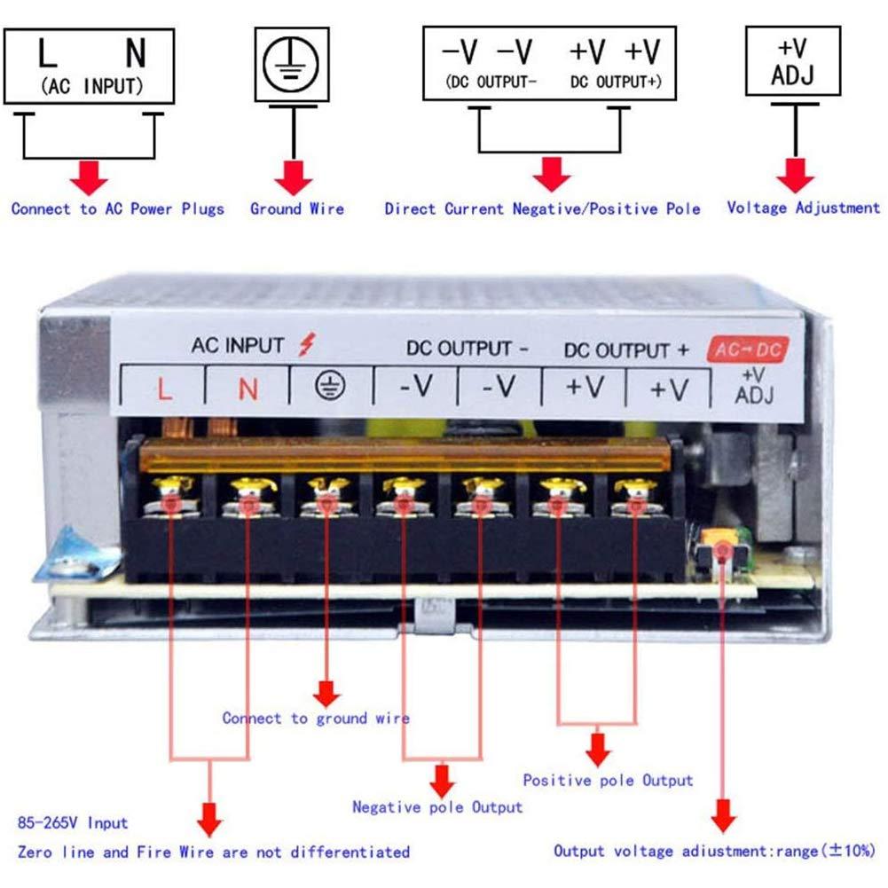 NDNCZDHC DC 24V Power Supply Adapter Transformer Switch AC 110V / 220V to DC 24V 10amp 240W Universal Regulated Switching Power Supply for LED Strip CCTV