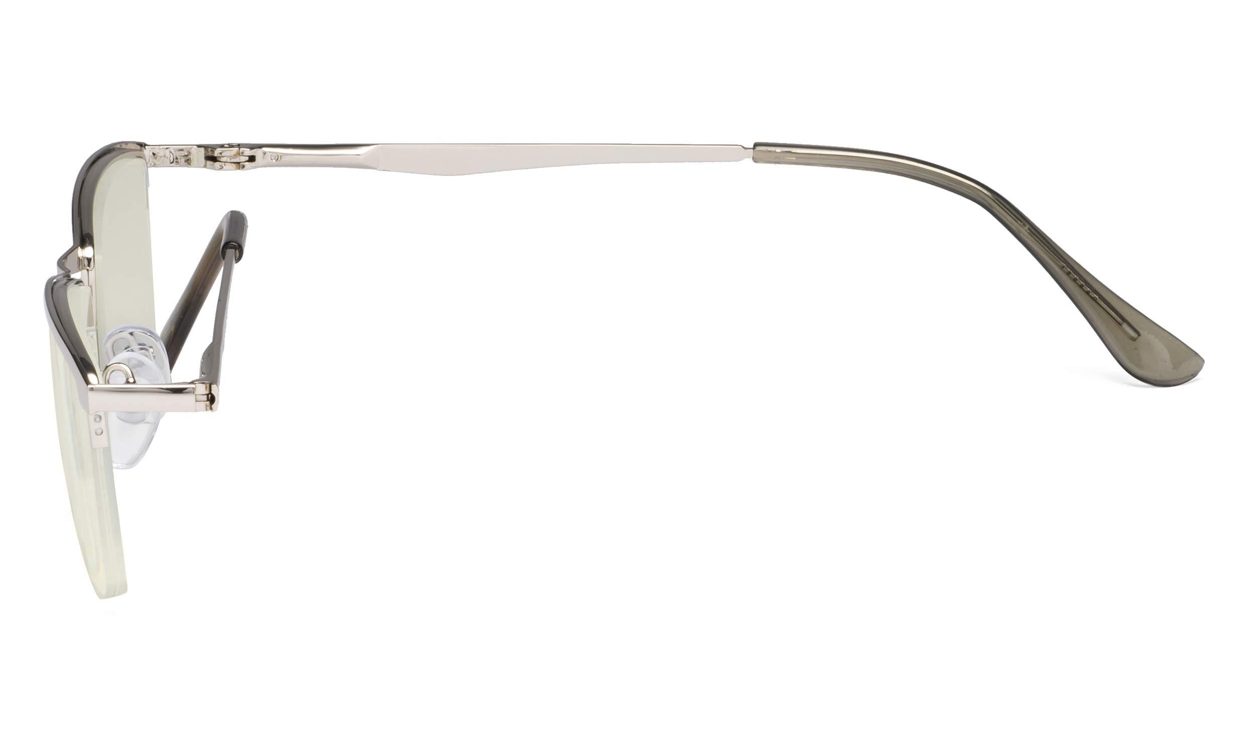 CessBlu CessBlu UV Protection,Anti Blue Rays,Half-rim Computer Reading Glasses (Silver) +0.75