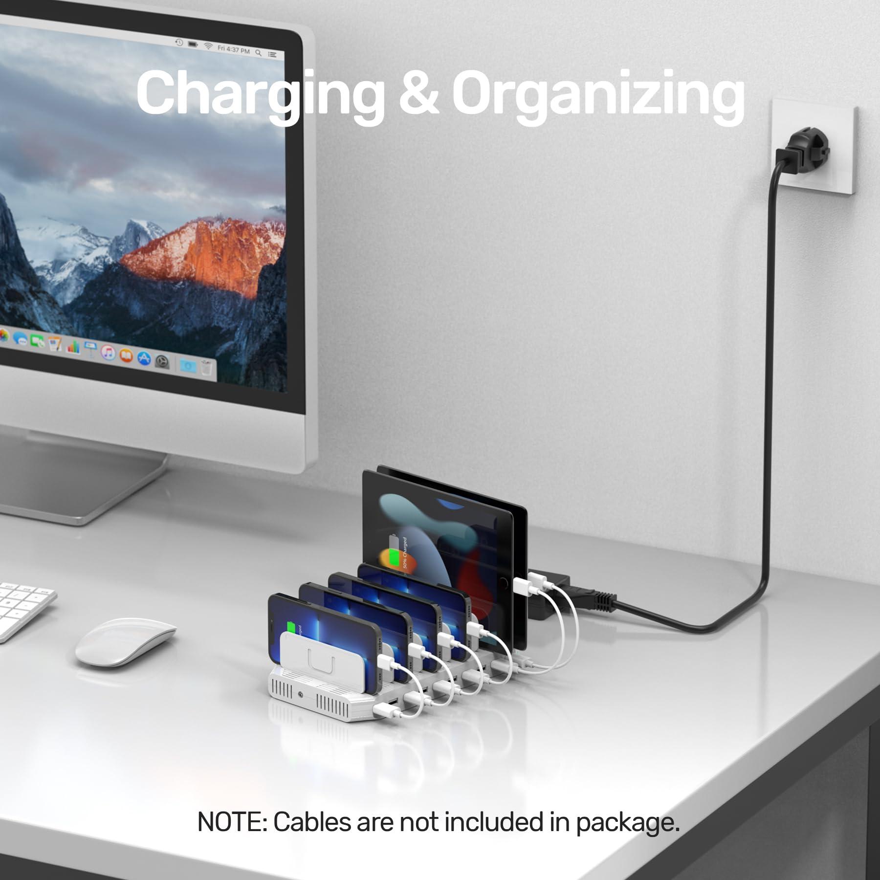 Unitek Unitek Multi Charging Station, 10-Port USB Charger for Multiple Device with SmartIC Tech and Adjustable Dividers, Organizer Stand Compatible with iPad, Tablet, Kindle, iPhone
