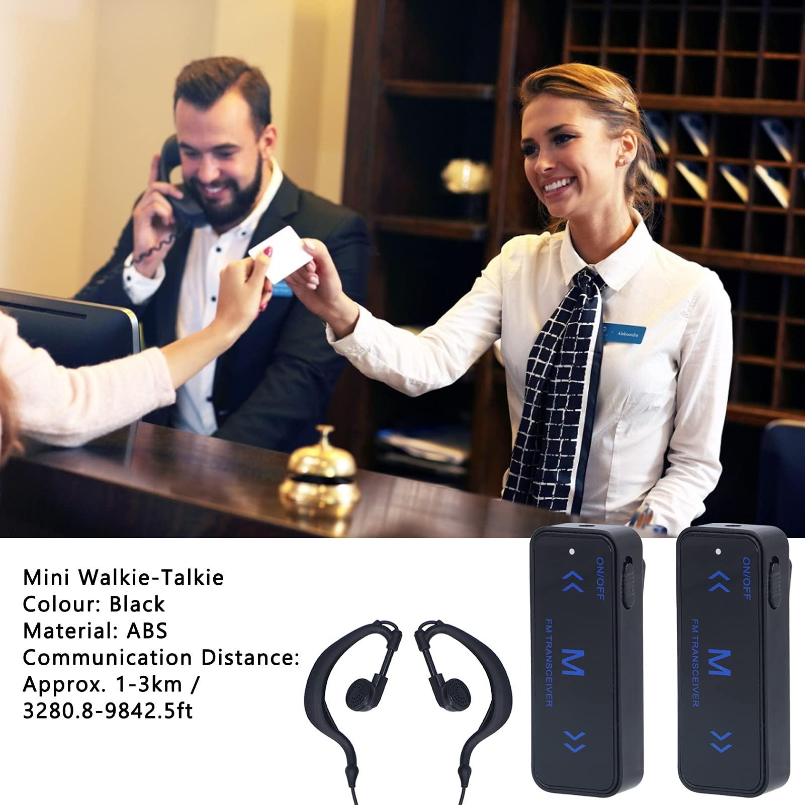 PUSOKEI 1 Pair Mini Radio Walkie Talkie with Earphones Rechargeable,Thin 2Way Radio Long Range with Earpiece for Supermarkets Shopping Centers Hotels,16 Channels HD Communication Walkie Talkie