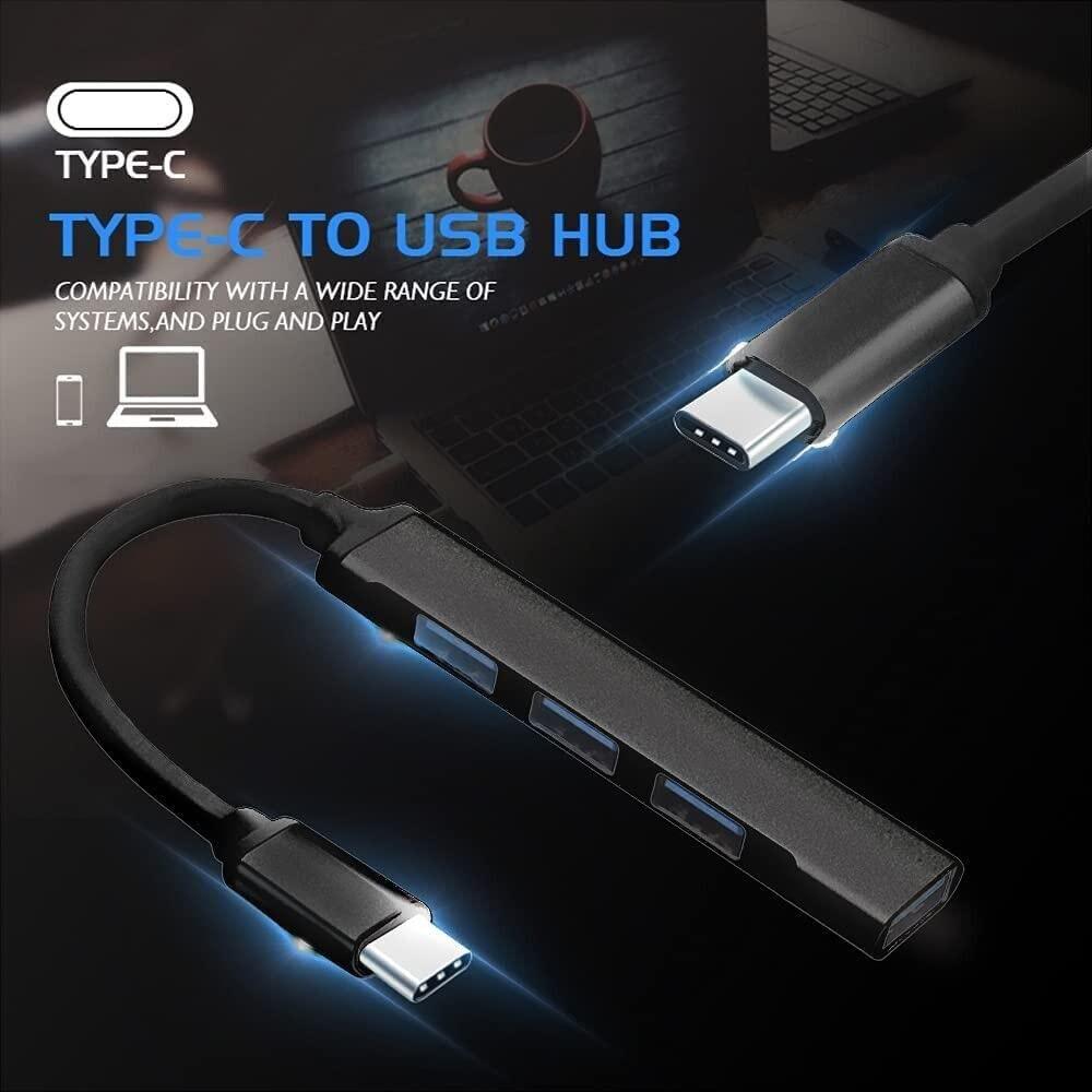 THE PERFECT PART The Perfect Part USB Hub - USB C Hub Multiport Adapter, 4 Port USB C Splitter for Laptop, PC, Phone, iPad Pro, iPad & MacBook Pro, Mini Portable 3.0 & 2.0 USB Extender Hub, Type C Charging Hub (BLACK)