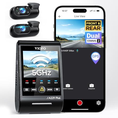 VIOFO VIOFO A229 Plus 3 Channel Dash Cam, Dual STARVIS 2 Sensors, 3-Channel HDR, 1440P+1440P+1080P Front Inside and Rear Car Camera, 5GHz Wi-Fi, Voice Control, Ultra-Precise GPS, 24 Hours Parking Mode