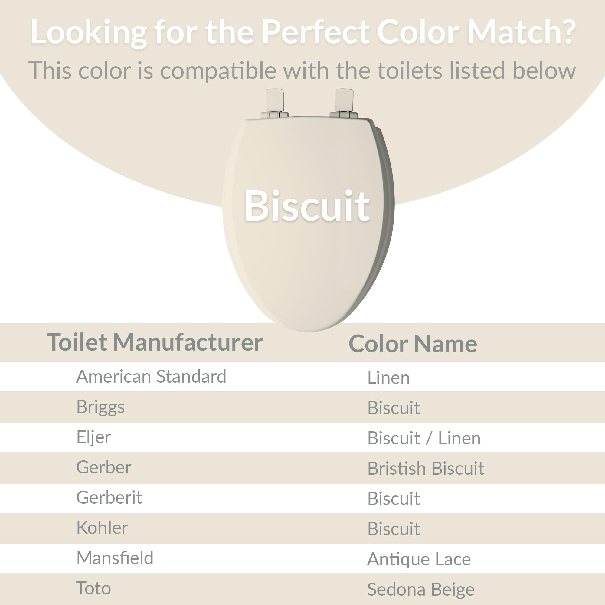 Bemis Bemis 500EC Durable Wood Toilet Seat with Easy Clean Hinges, Round, Biscuit