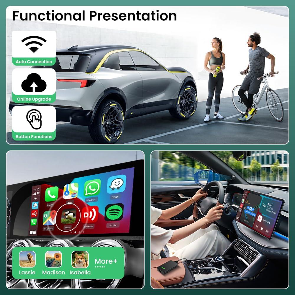 Carlinkit CarlinKit 5.0 Wireless CarPlay Adapter - Wireless Android Auto Car Adapter Adoption Chip 5G WiFi 5.8 GHZ | Stable & Fast Connection | Easy Operate | Small Size | Light Weight | Black(2air)