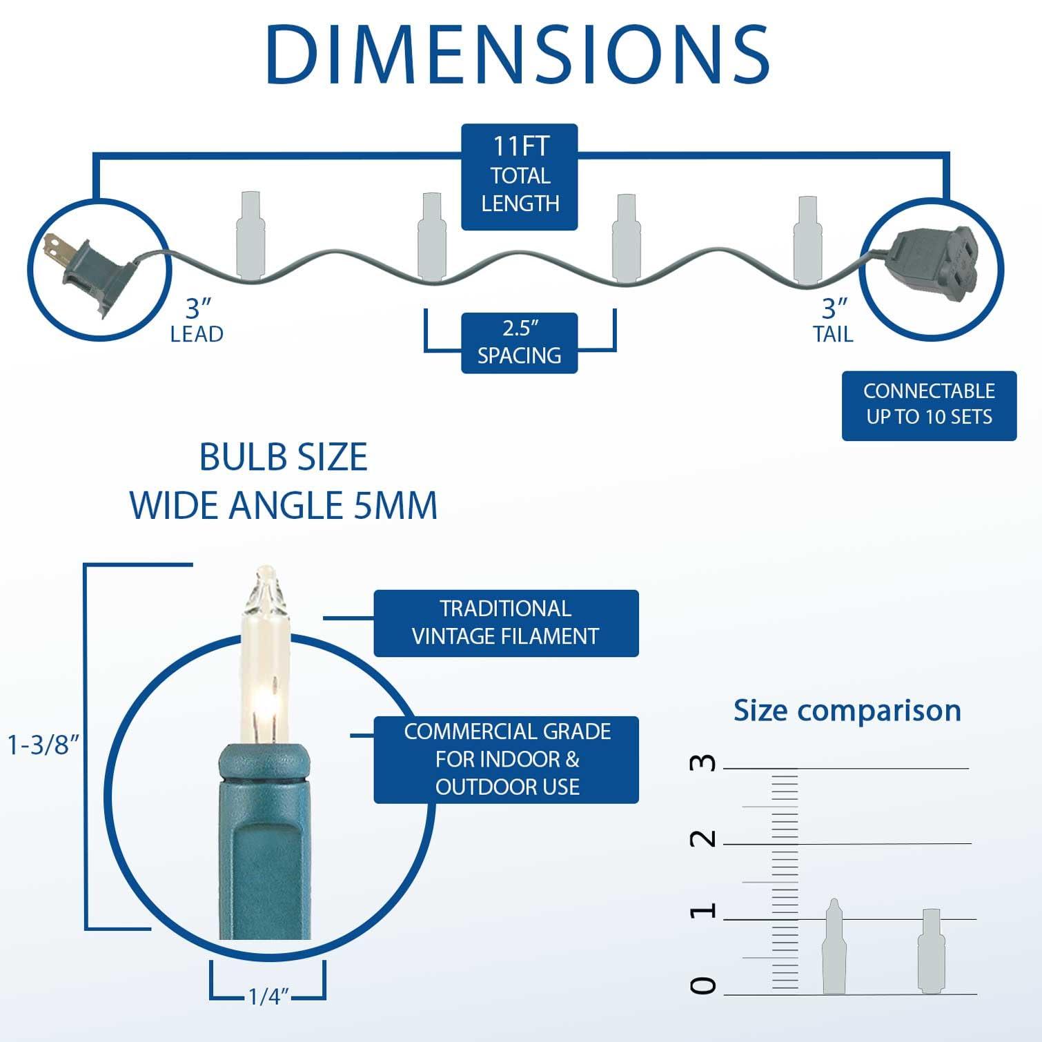 Novelty Lights Novelty Lights 50 Light Multi Christmas Mini String Light Set, Green Wire, Indoor/Outdoor UL Listed, 11' Long
