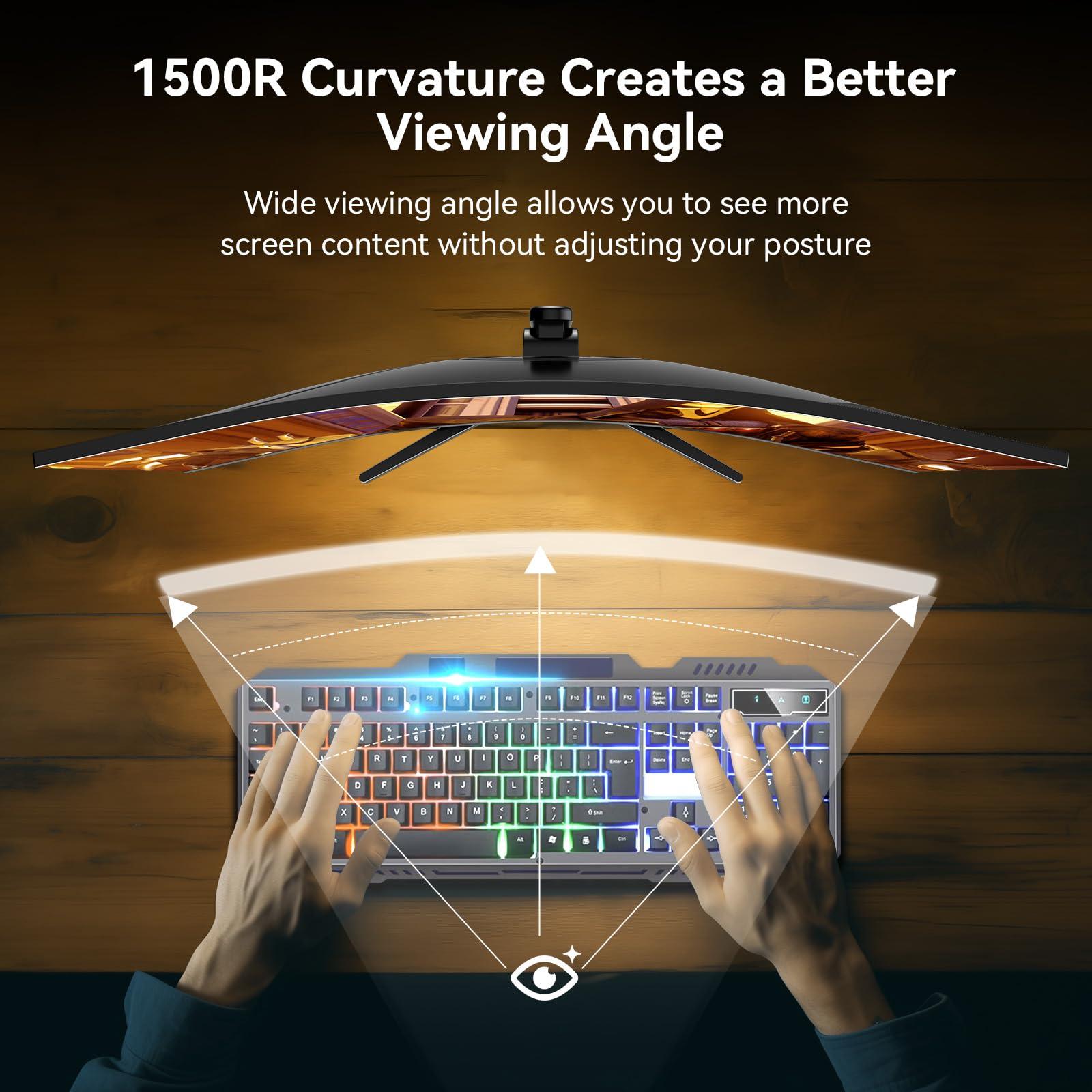 SANSUI SANSUI 32 Inch Curved 240Hz Gaming Monitor High Refresh Rate, FHD 1080P Gaming PC Monitor HDMI 2.12, DP 1.42, Curved 1500R, 1ms(OD), HDR, VESA Compatible (ES-G32C3F One DP Cable Included)