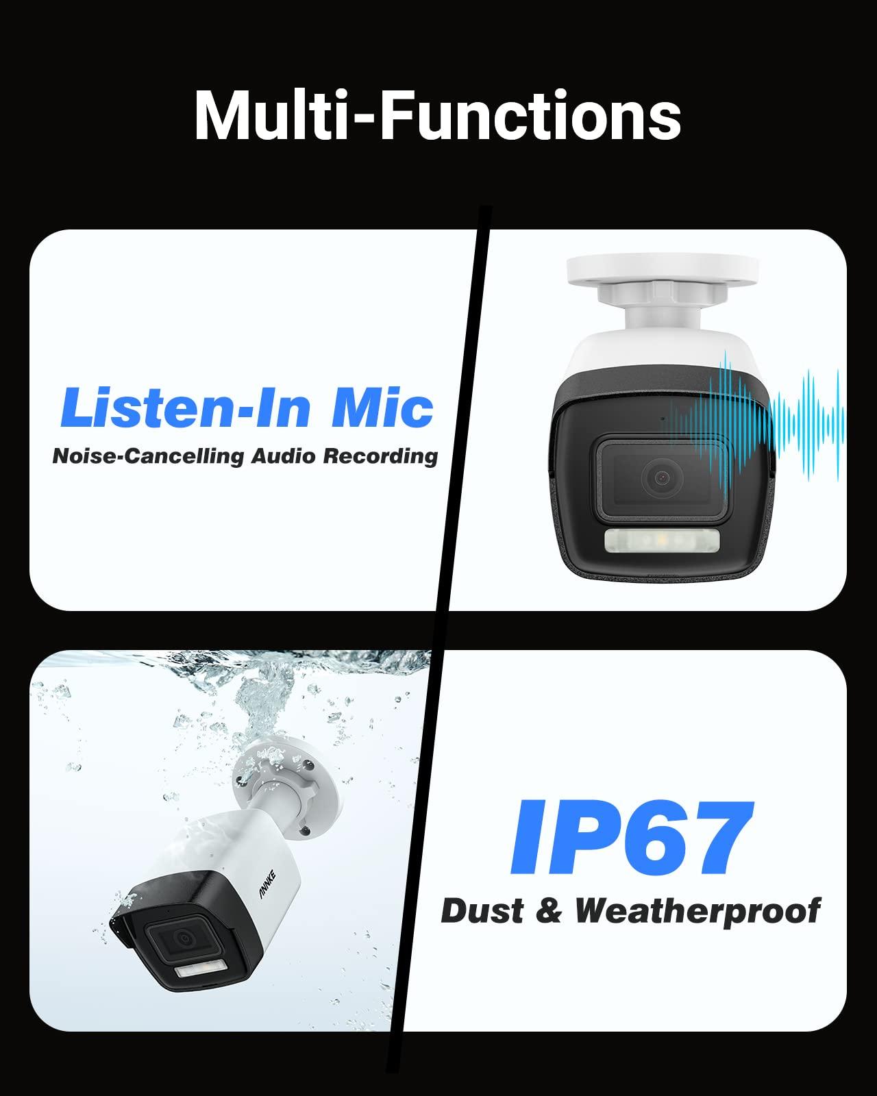 ANNKE ANNKE AH500 3K 8 Channel 4 Camera PoE Security System with 2TB HDD, Color & IR Night Vision, Human & Vehicle Detection, IP67 Outdoor Camera for Home Business Security