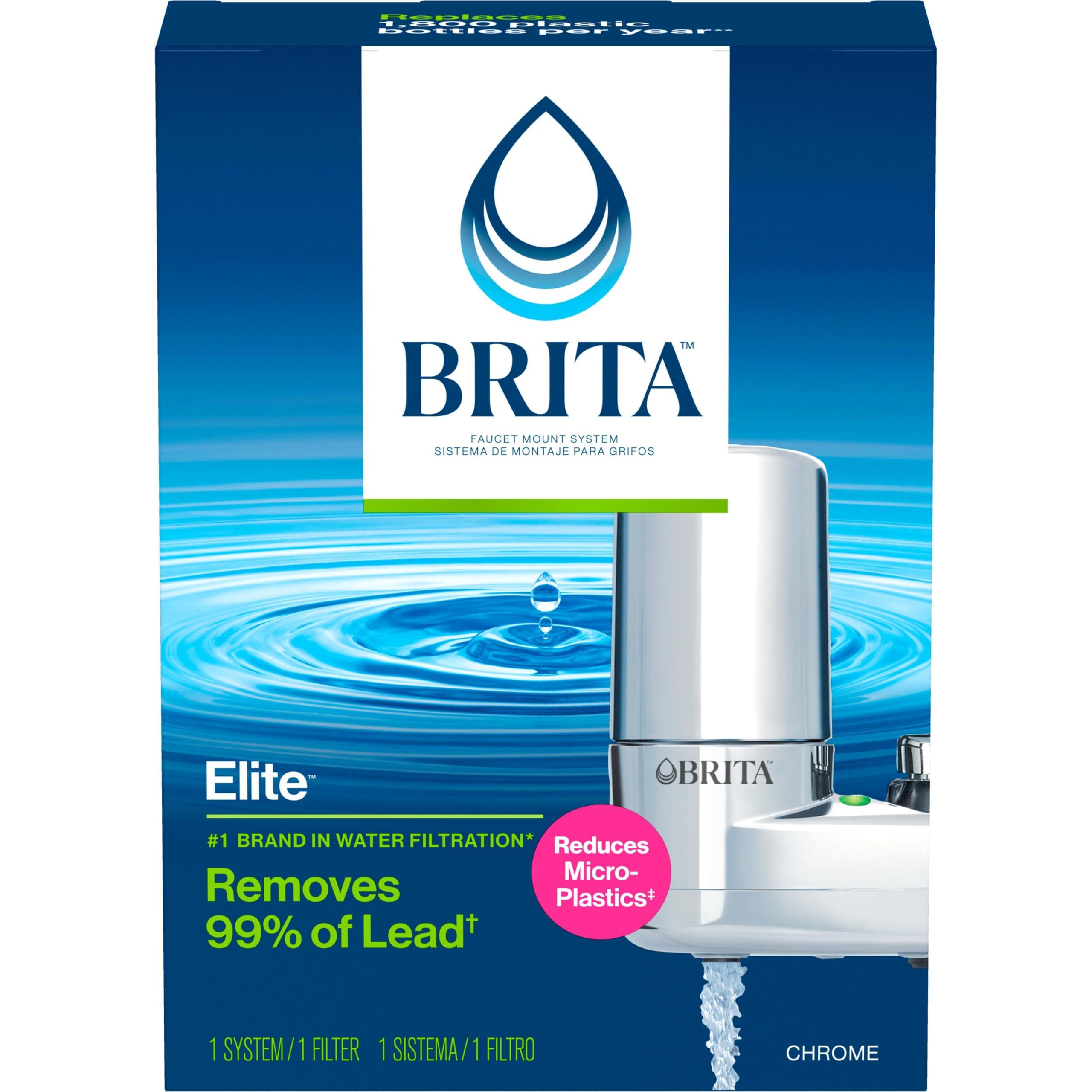 Brita Brita Faucet Mount Water Filter for Sink, Removes 99% of Lead, Elite Filtration System, Includes 1 Replacement Filter, Chrome
