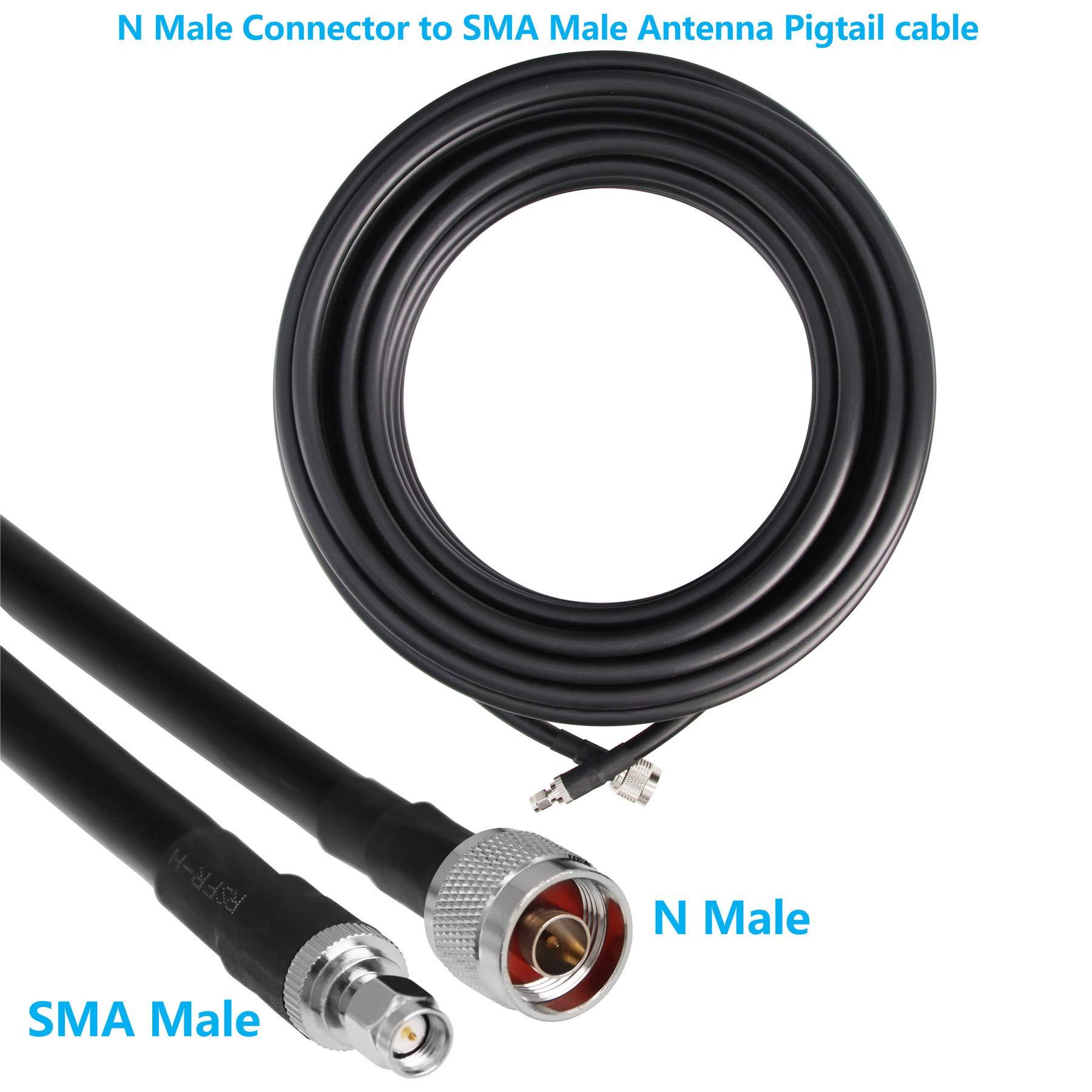 GEMEK GEMEK 50ft SMA Male to N Male Cable, Low Loss S-MR400 Extension Coaxial for 3G 4G 5G 6G LTE ADS-B Ham GPS WiFi RF Radio to Antenna or Surge Arrester Use (50 Ohm Not for TV)