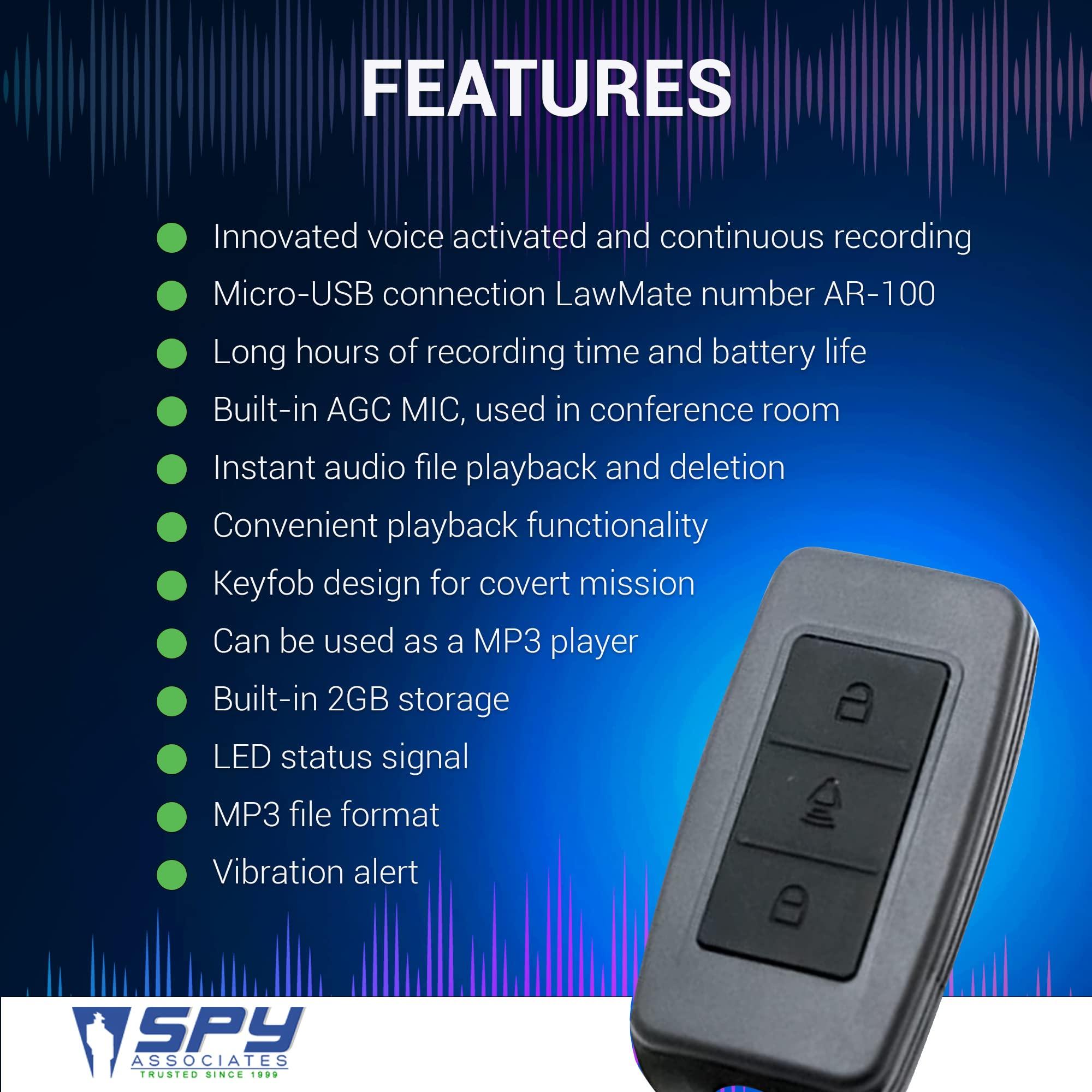 KJB DR100 LawMate AR-100 Key Fob Style Voice Recorder