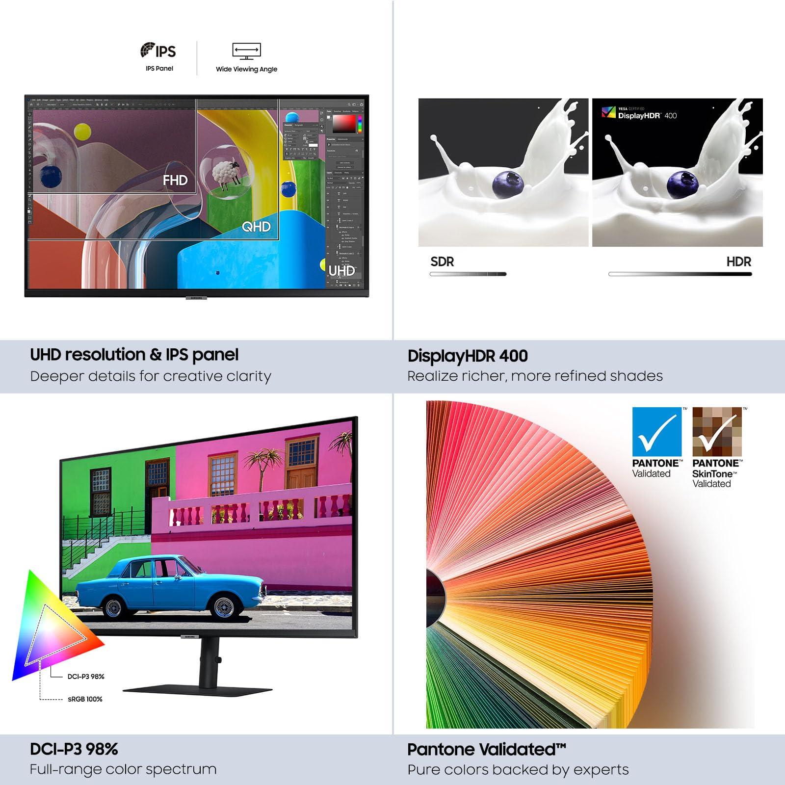 Samsung Samsung 27-Inch ViewFinity S80PB Series UHD Computer Monitor, DCI-P3 98%, VESA DisplayHDR 400, IPS Panel, Matte Display, USB-C, PIP/PBP, Intelligent Eye Care, LS27B804PXNXGO