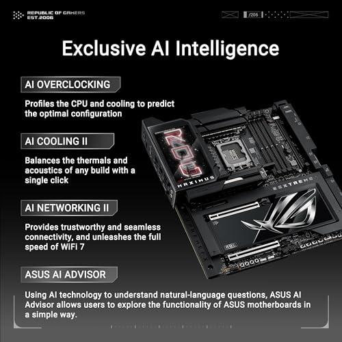 ASUS ASUS ROG MAXIMUS Z890 EXTREME Intel Z890 LGA 1851 E-ATX motherboard, Advanced AI PC-ready, 24+2+1+2 stages, DDR5, WiFi7, 2.5G/10G LAN, PCIe 5.0 M.2, Thunderbolt 5, USB Type-C, AI OC, 5 LCD Screen