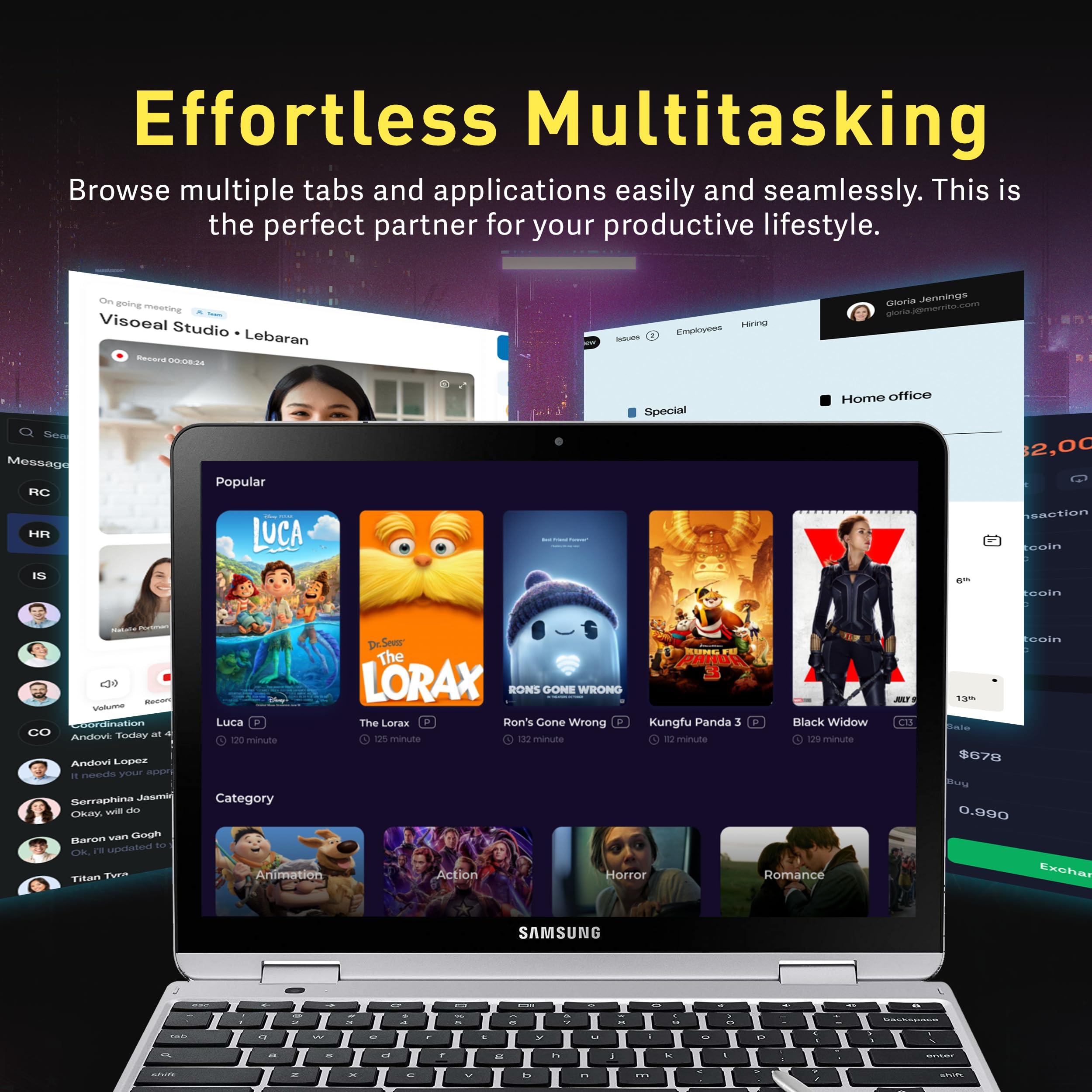 SAMSUNG SAMSUNG 12.2\" FHD 2-in-1 Touchscreen Chromebook Plus Laptop for Business&Students, Intel Dual-Core, 4GB RAM, 224GB Storage(64GB eMMC+160GB Docking Station Set), Stylus Pen, Wireless Mouse, Silver