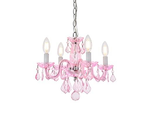 Elegant Lighting Value Elegant Lighting Value Rococo 4 Light Pink Pendant Rosaline (Pink) Royal Cut Crystal