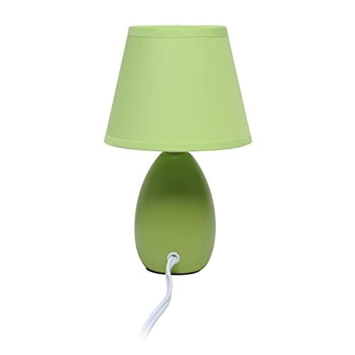 Simple Designs Simple Designs LT2009-GRN-2PK Mini Oval Egg Ceramic Bedside Table Lamp 2 Pack Set, Green