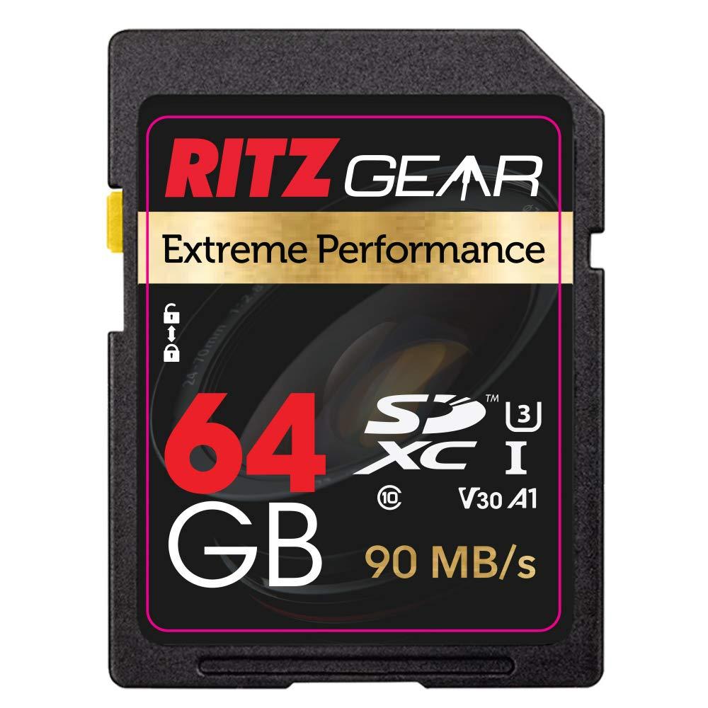 Ritz Gear Ritz Gear 64GB High-Speed SDXC UHS-I SD Card, C10, U3, V30, Full-HD & 4K Memory Card