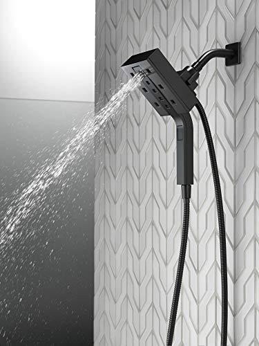 DELTA FAUCET Delta Faucet 4-Spray Touch-Clean H2Okinetic In2ition 2-in-1 Dual Hand Held Shower Head with Hose and Magnetic Docking, Matte Black 58473-BL, 1.75 GPM Water Flow