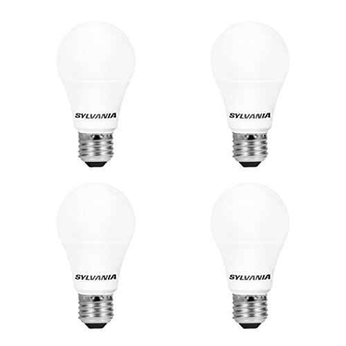 LEDVANCE SYLVANIA LED Light Bulb, 75W Equivalent A19, Efficient 12W, Medium Base, Frosted Finish, 1100 Lumens, Daylight - 4 Pack (78100)