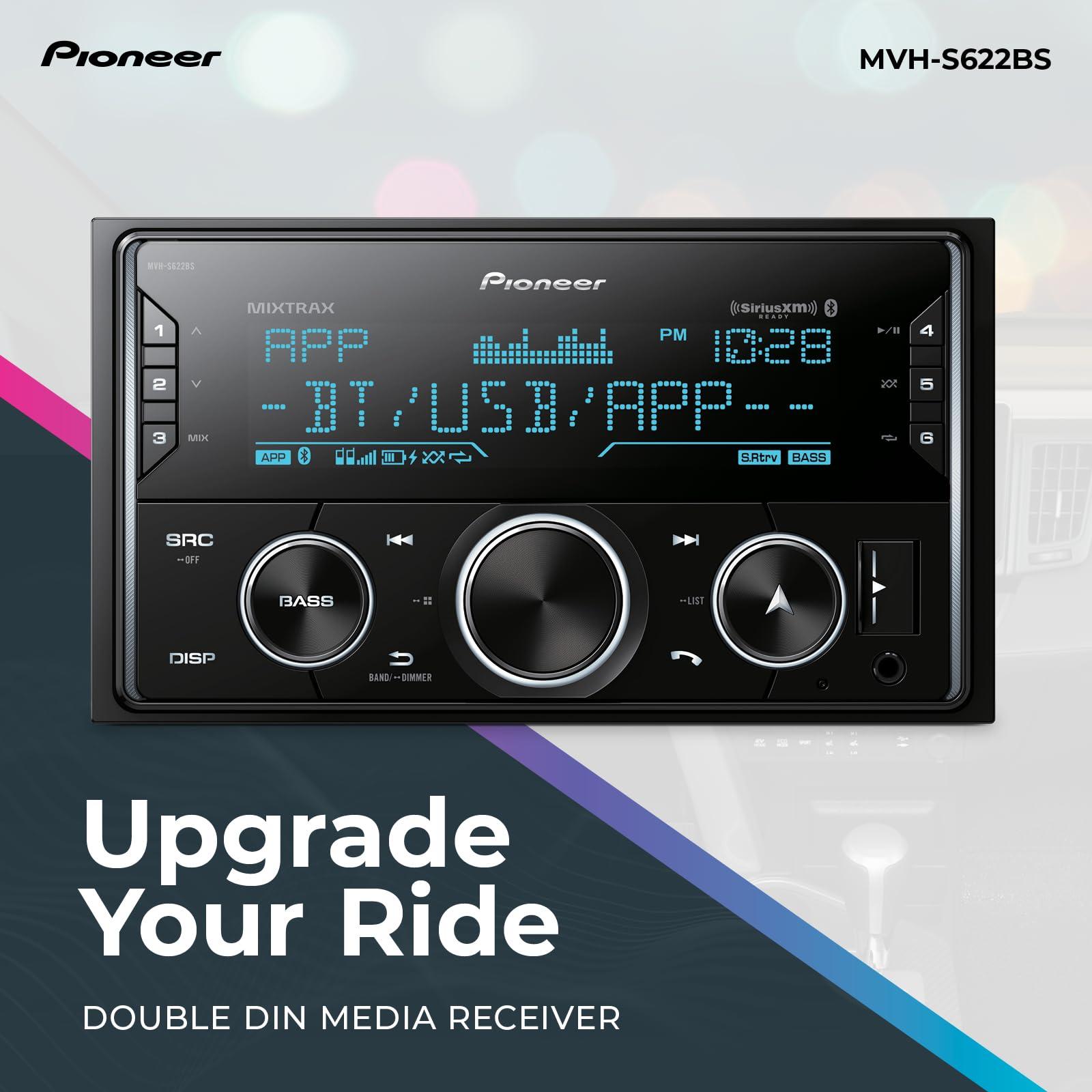 PIONEER Pioneer MVH-S622BS Double Din Bluetooth Car Stereo with USB/AUX Inputs, Pioneer Smart Sync, and Hands-Free Calling for Enhanced In-Car Audio Experience
