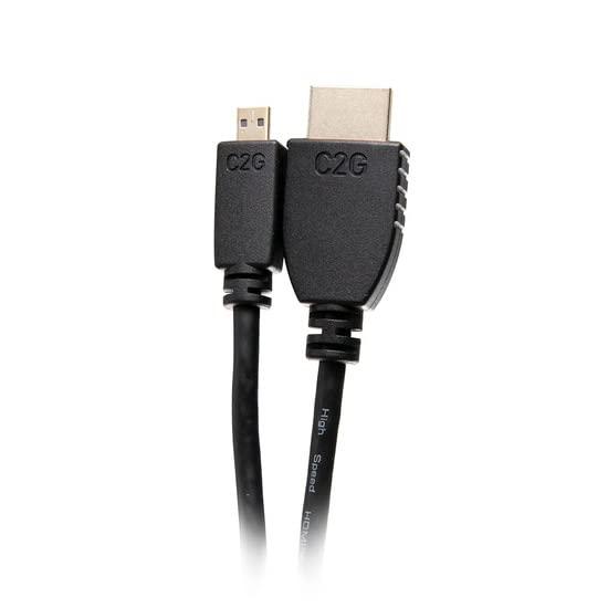 C2G Legrand - C2G Micro HDMI to HDMI Ethernet Cable, 4k High Speed HDMI Cable, Black 60 hz HDMI Cable, HDMI Cable 10 ft, 1 Count, C2G 50616