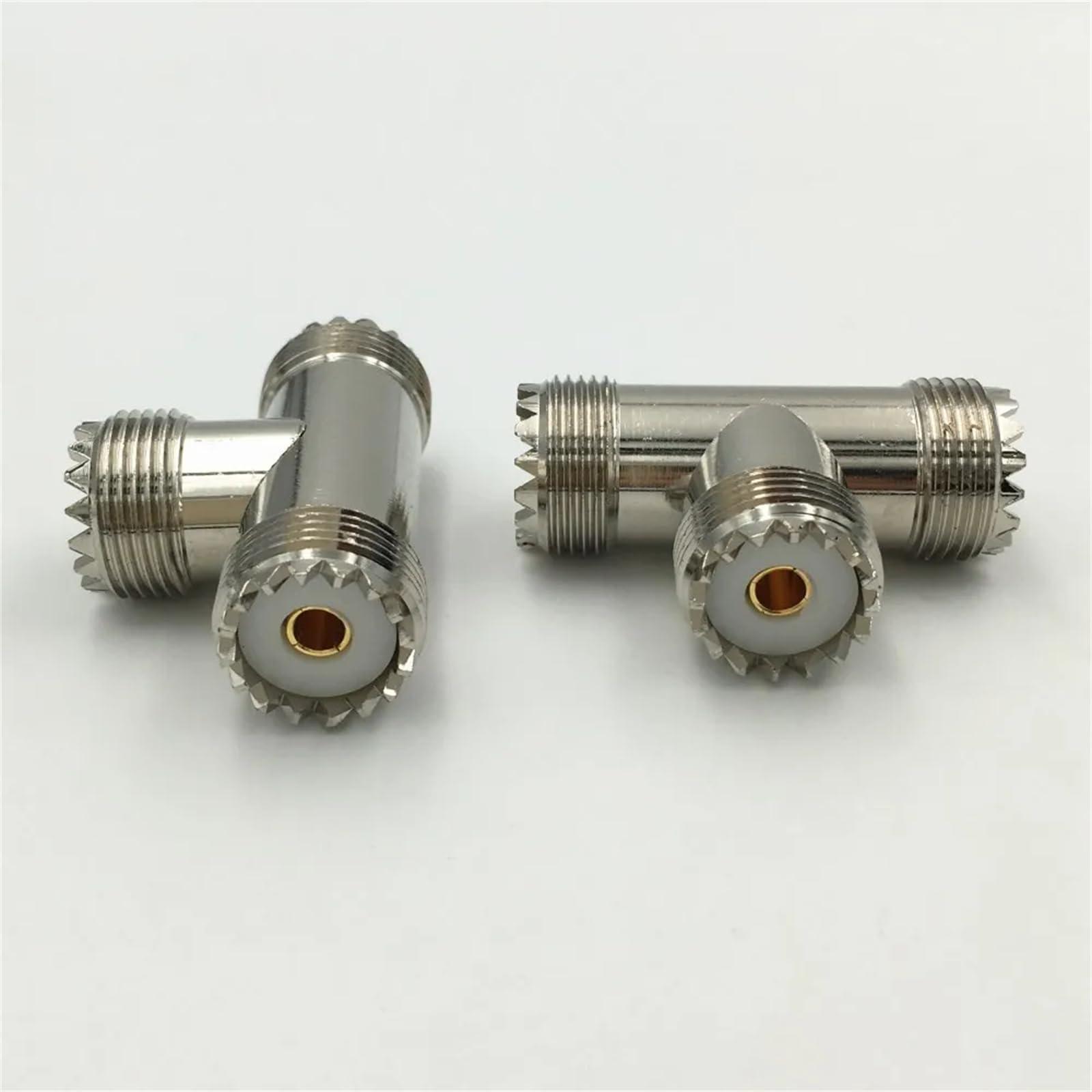 Zeatop Hendar Zeatop Hendar 2Pcs Brass SO239 UHF Female to Double UHF Female Splitter Triple M SO 239 3 Way T Female Coax Coaxial Cable Connector