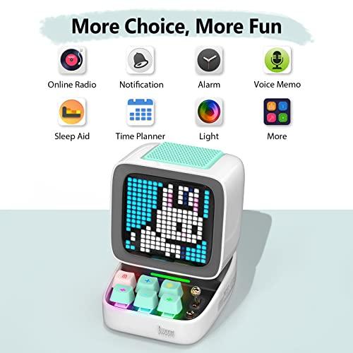 Divoom Divoom Ditoo Pixel Art Gaming Portable Bluetooth Speaker with App Controlled 16X16 LED Front Panel, Also a Smart Alarm (White)