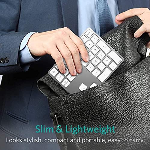 HoRiMe HoRiMe Bluetooth Number Pad, Rechargeable Wireless Numeric Keypad Slim 34-Keys Aluminum Number Keypad External Data Entry Compatible for Laptop