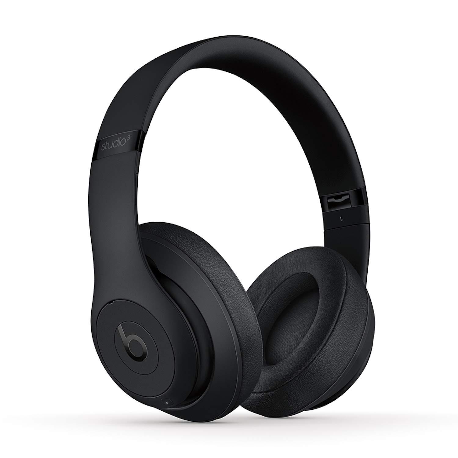 Beats Beats Studio3 Wireless Noise Cancelling Over-Ear Headphones - Apple W1 Headphone Chip, Class 1 Bluetooth, Active Noise Cancelling, 22 Hours of Listening Time - Matte Black (Previous Model)