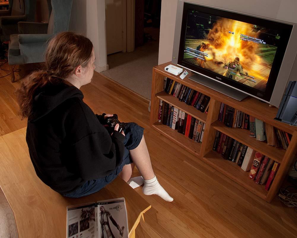 AoeSpy HDMI RF Modulator Coax Converter VHF Adapter w/Male F Type Cord for PS4 PS5 Xbox Nintendo Switch VCR DVD Player Roku Fire Stick Set-top Cable Box HD Digital Video Input to Coaxial Out Analog NTSC TV