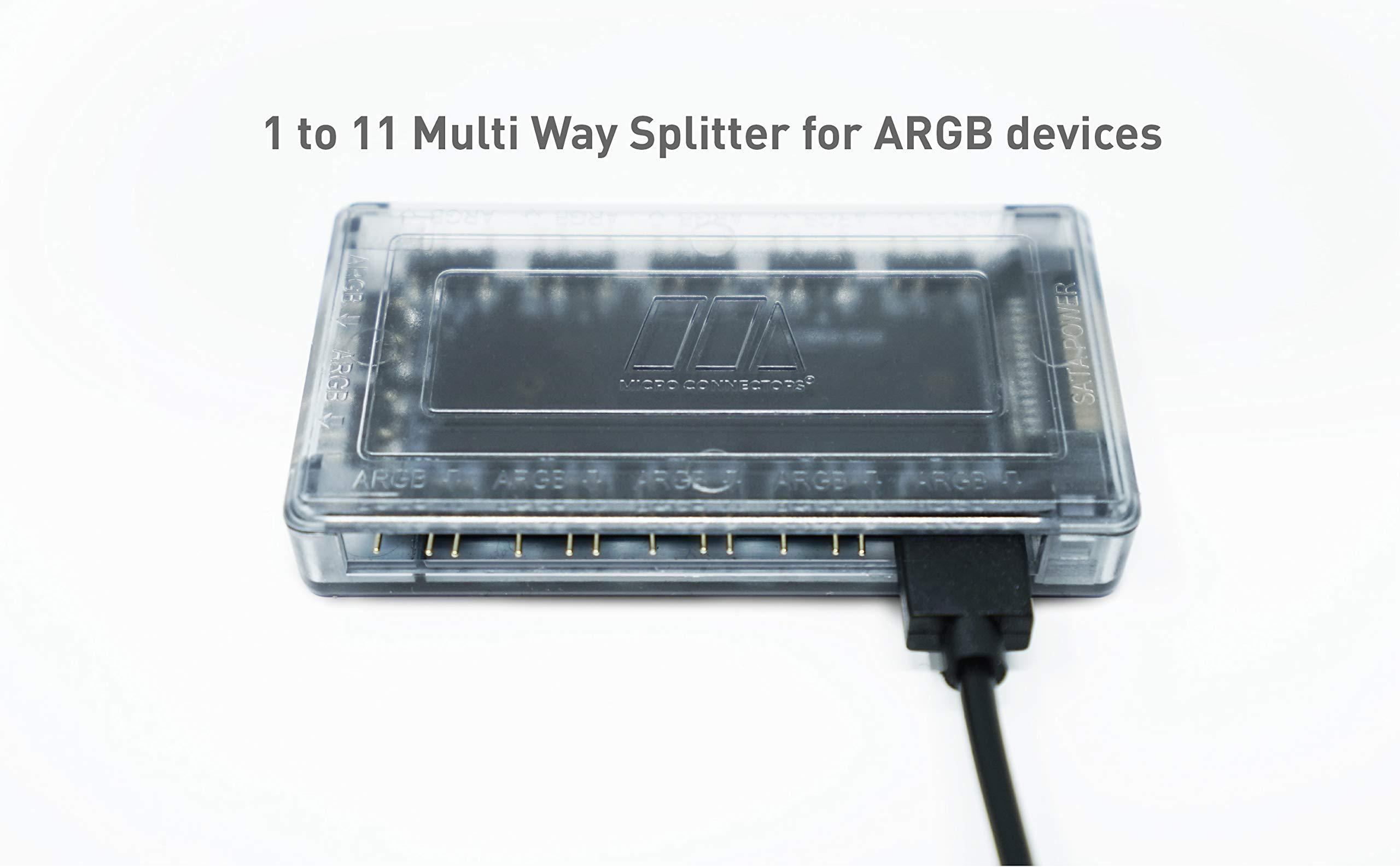 MICRO CONNECTORS MICRO CONNECTORS 11-Port ARGB Splitter Hub for Fan and Light (S08-12ARGB)