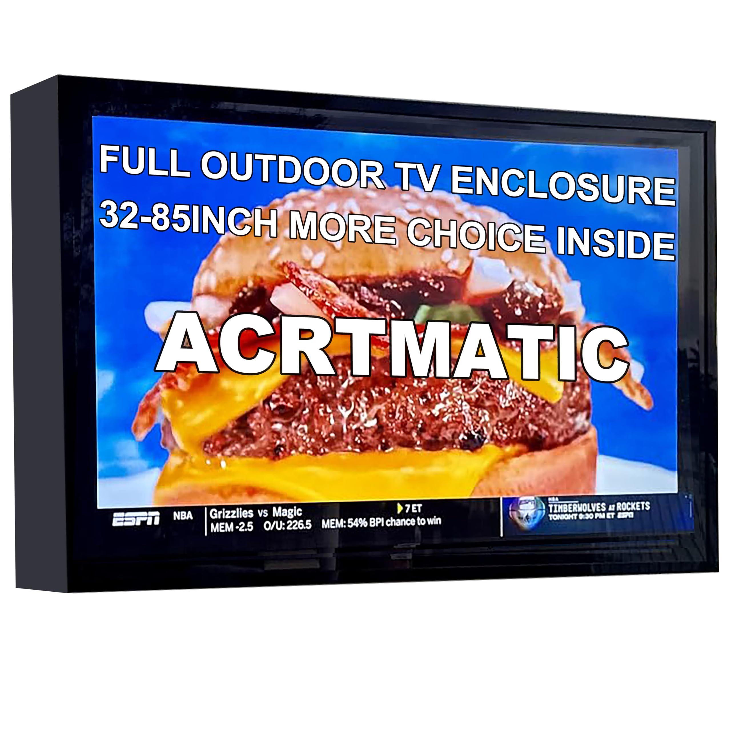 acrtmatic acrtmatic Weatherproof Outdoor TV Cover with lock, Hard and Durable, Clear Television Enclosure for 40-43 inch Screens for Outside (Right Door), with TV Bracket Included.