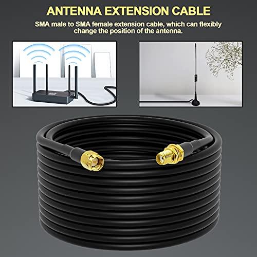 onelinkmore Low-Loss Coaxial Extension Cable 15-Meter(49.2 Ft) RG58 SMA Female to SMA Male WiFi Extension RF Connector and Two-Way Radio Applications Pure Copper Coax Cables 50 ohm RF Antenna Lead Extender