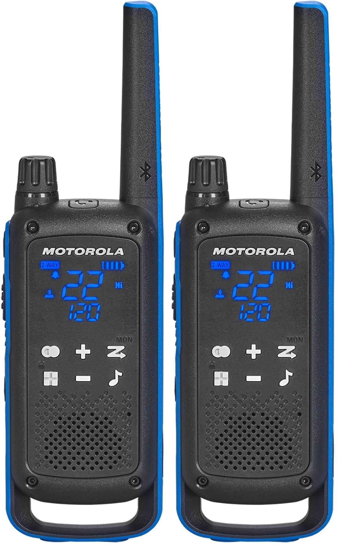 Motorola Solutions Motorola Solutions, Portable FRS, T802, Talkabout, Two-Way Radios, Emergency Preparedness, Rechargable, 22 Channel, 35 Mile, Black W/Blue, 4 Pack