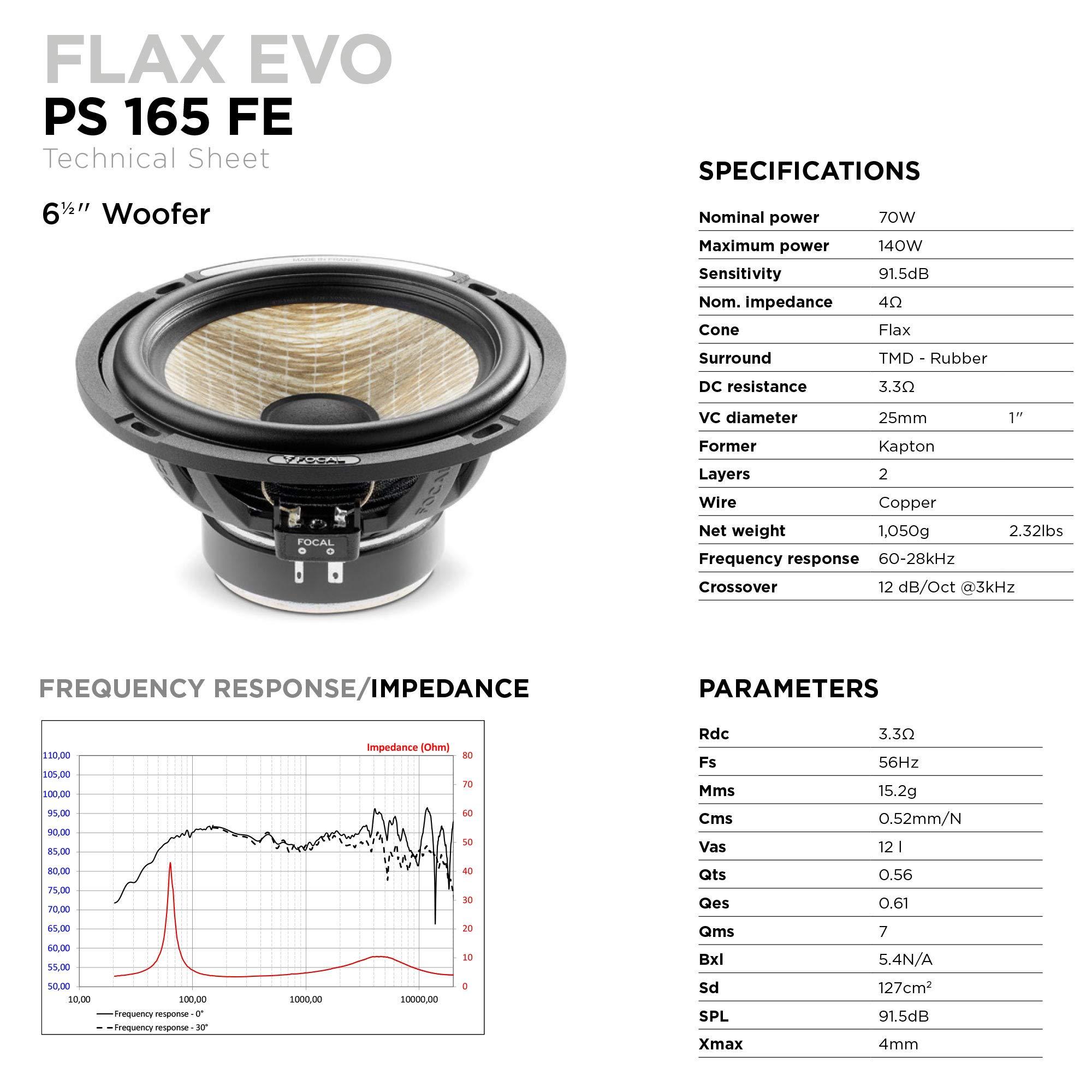 Focal Focal PS 165 FE Flax EVO 6.5 2-Way Component kit, RMS: 70W - MAX: 140W PS165FE