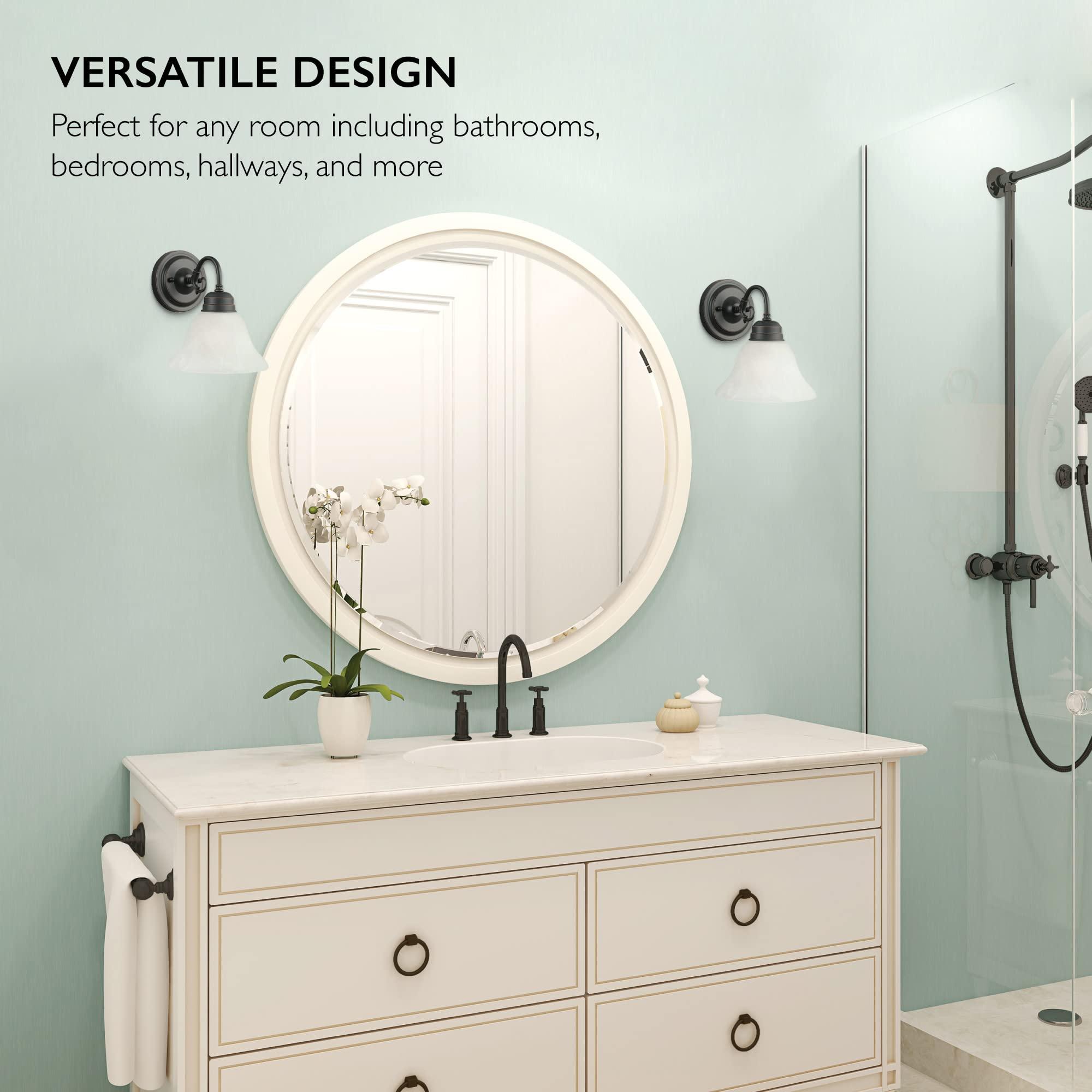 Design House Design House 514497 Millbridge Wall Traditional 1 Indoor Dimmable Light with Alabaster Glass for Bathroom Hallway Foyer, Oil Rubbed Bronze