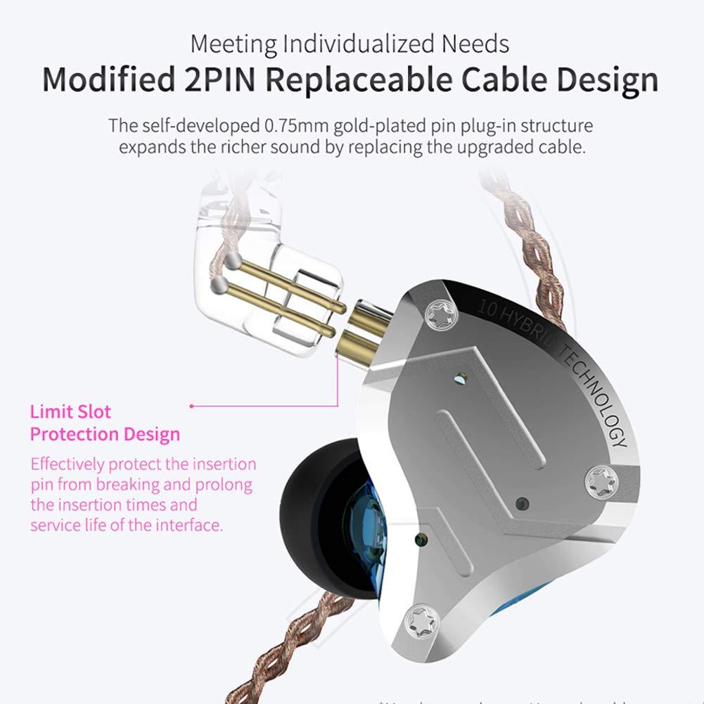 Kinboofi KZ ZS10 Pro in Ear Monitor Earbuds Headphone, KZ Earbuds with 4BA and 1DD Drivers, KZ HiFi IEM Earphone Upgraded ZS10 Pro with Detachable 0.75mm 2 Pin 6N OFC Cable (Black No Mic)